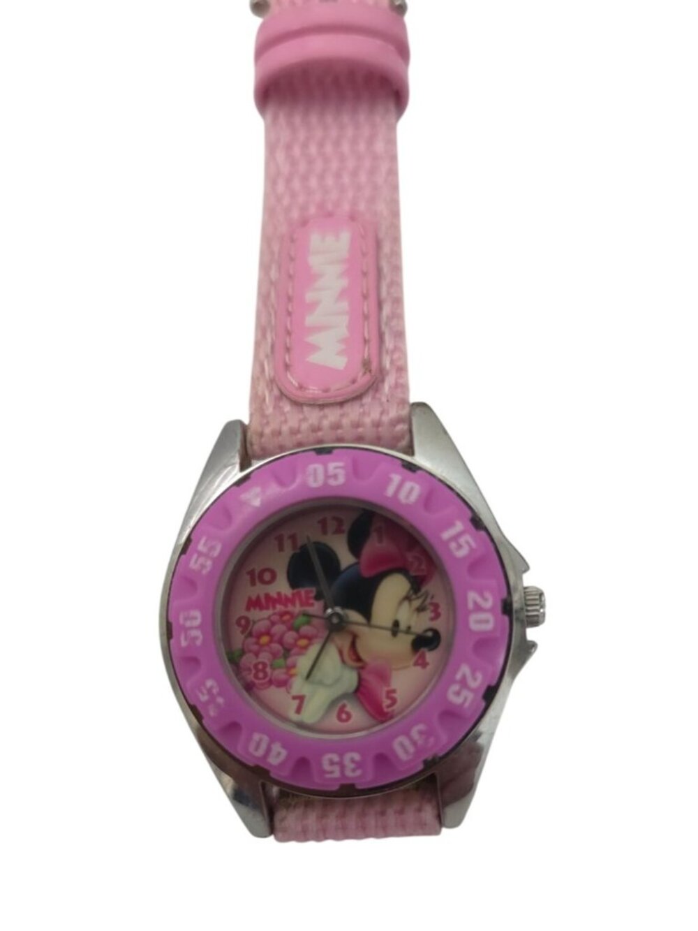 Disneyland HONG KONG Minnie Mouse Kids Pink Watch w/Nylon Strap - Japan Movement